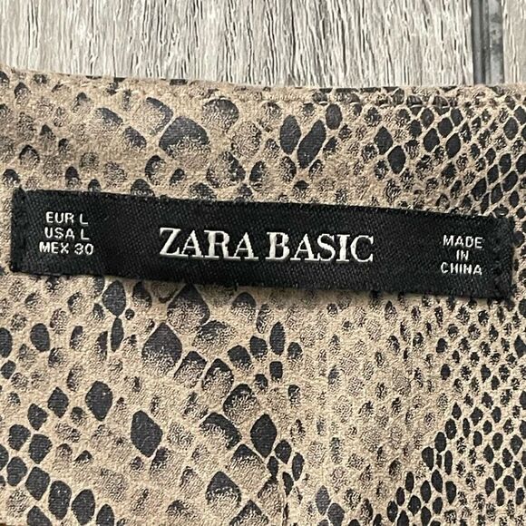 Zara Basic Faux Suede Snake Print Skort Large Asymmetrical Front Mini Skirt - Picture 6 of 10